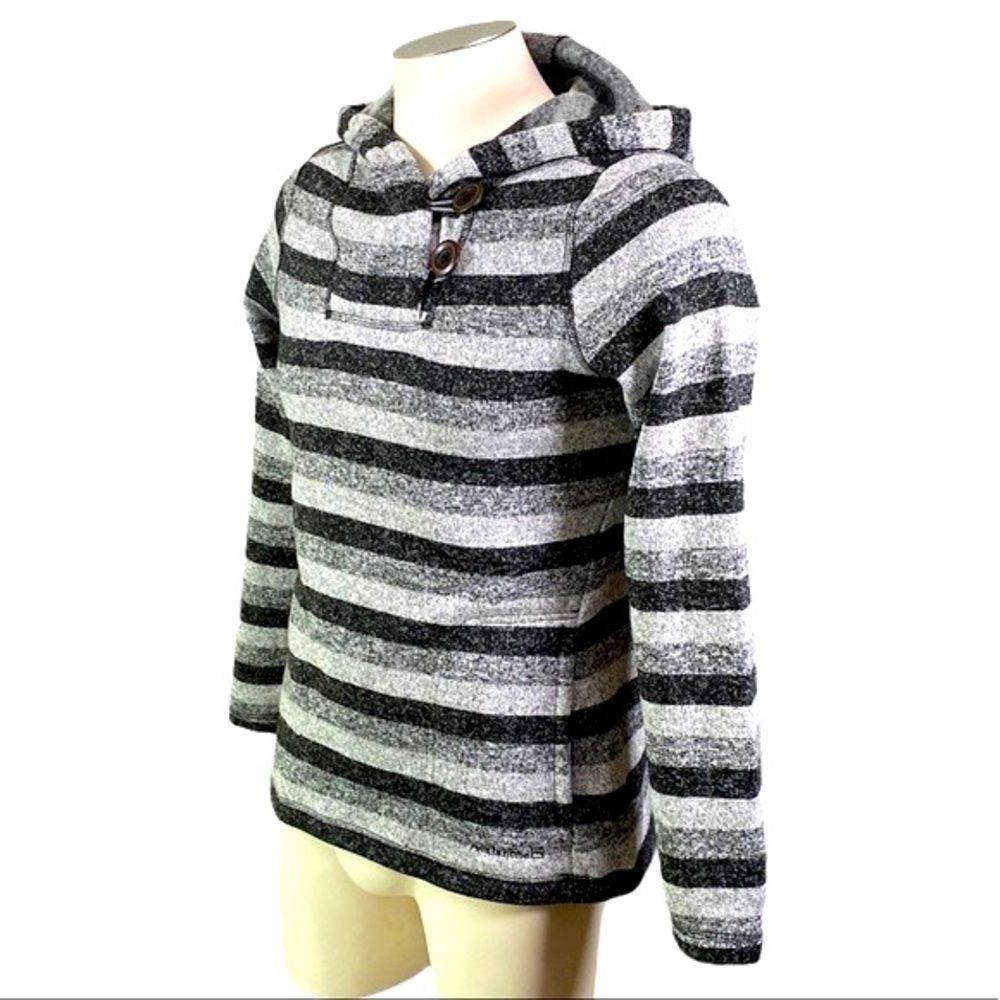 Avalanche Women’a Medium Gray Striped Pullover Hoodie With Kangaroo Pockets EUC